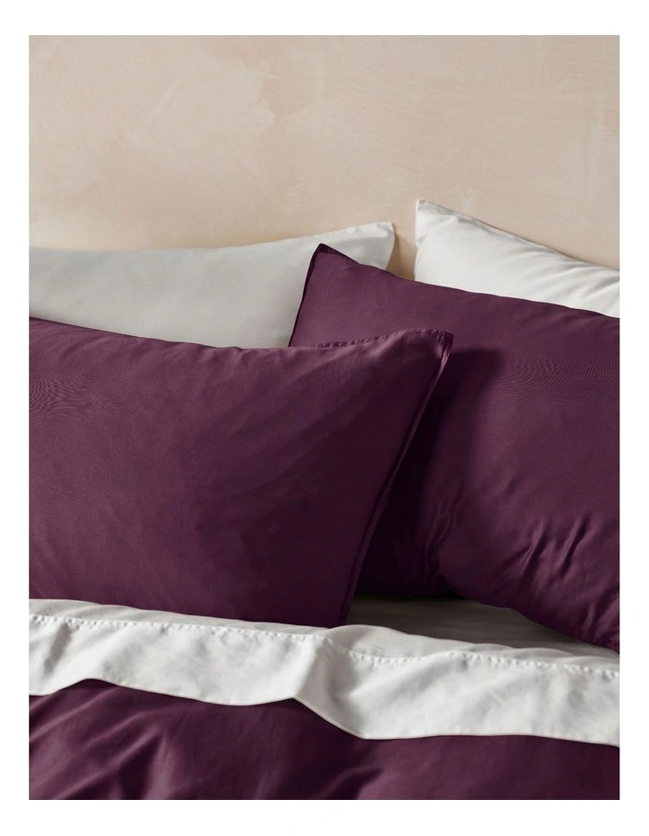 Surf Wash 400TC Cotton Sateen Quilt Cover Set in Plum image 3