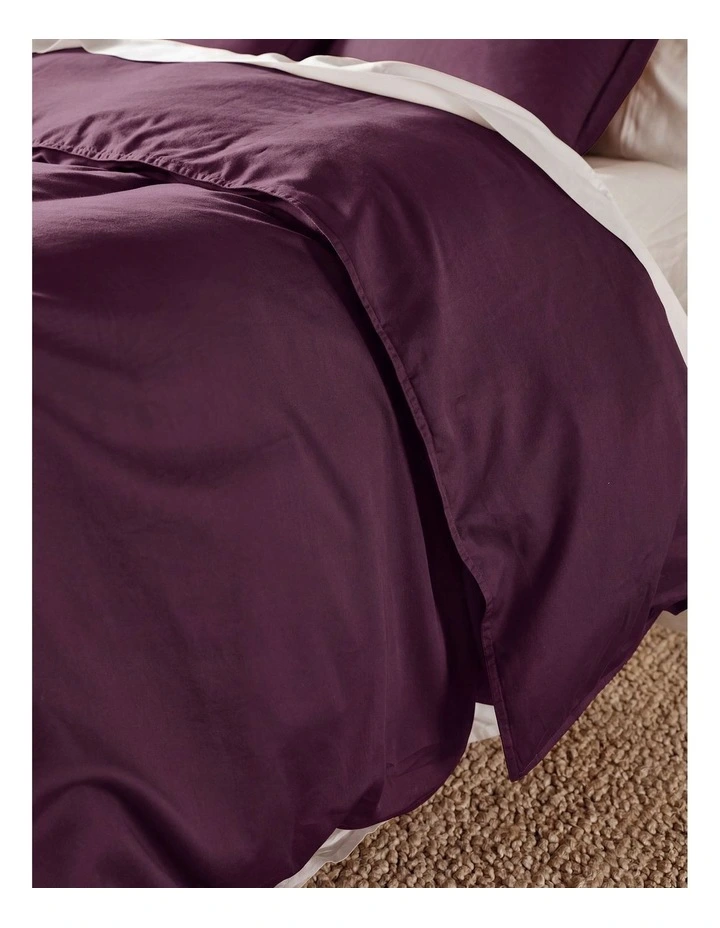 Surf Wash 400TC Cotton Sateen Quilt Cover Set in Plum image 4