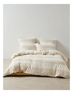 Vintage Wide Stripe Washed Cotton Linen Quilt Cover Set in Multi