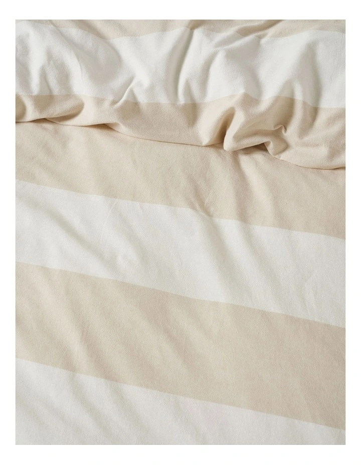 Vintage Wide Stripe Washed Cotton Linen Quilt Cover Set in Multi image 2