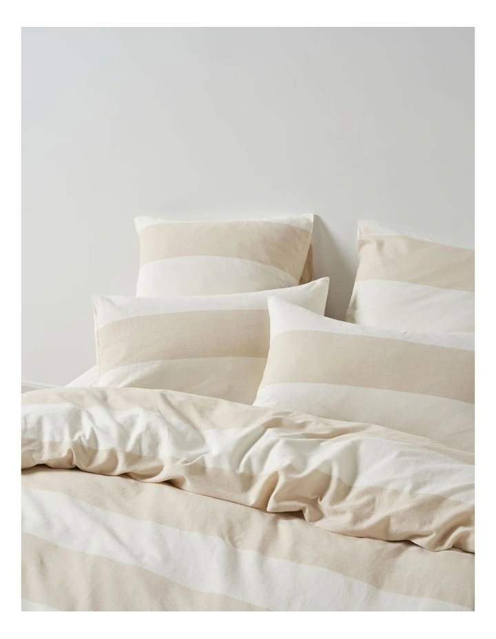 Vintage Wide Stripe Washed Cotton Linen Quilt Cover Set in Multi image 3