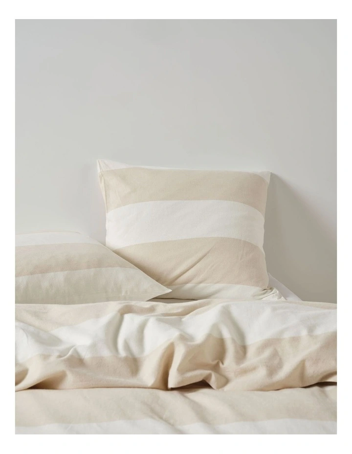 Vintage Wide Stripe Washed Cotton Linen Quilt Cover Set in Multi image 6