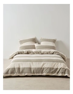 Vintage Wide Stripe Washed Cotton Linen Quilt Cover Set in Multi