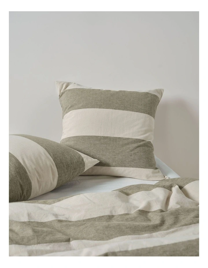 Vintage Wide Stripe Washed Cotton Linen Quilt Cover Set in Multi image 5