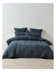 Douglas Brushed Cotton Quilt Cover Set in Navy