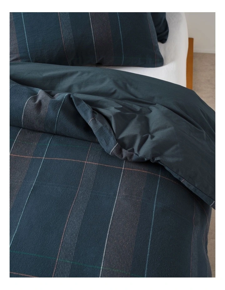 Douglas Brushed Cotton Quilt Cover Set in Navy image 2