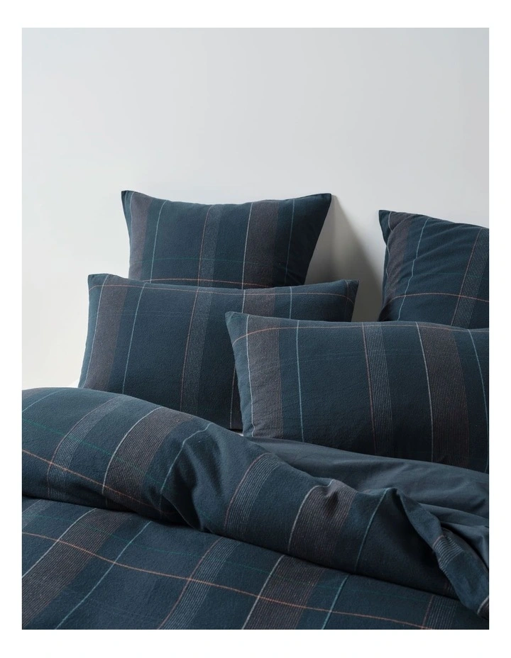 Douglas Brushed Cotton Quilt Cover Set in Navy image 4