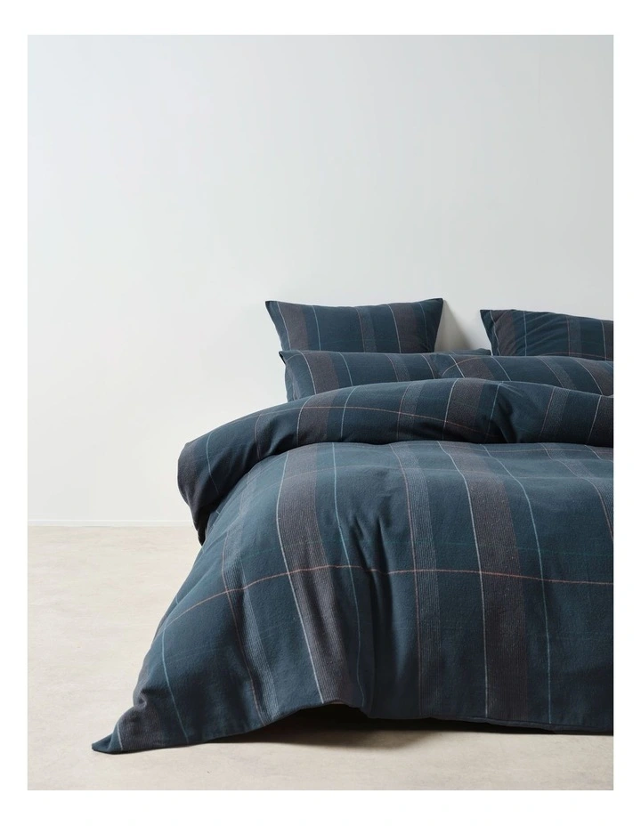 Douglas Brushed Cotton Quilt Cover Set in Navy image 5
