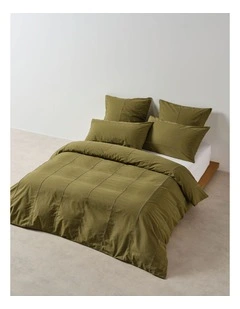 Jerome Washed Cotton Quilt Cover Set in Olive