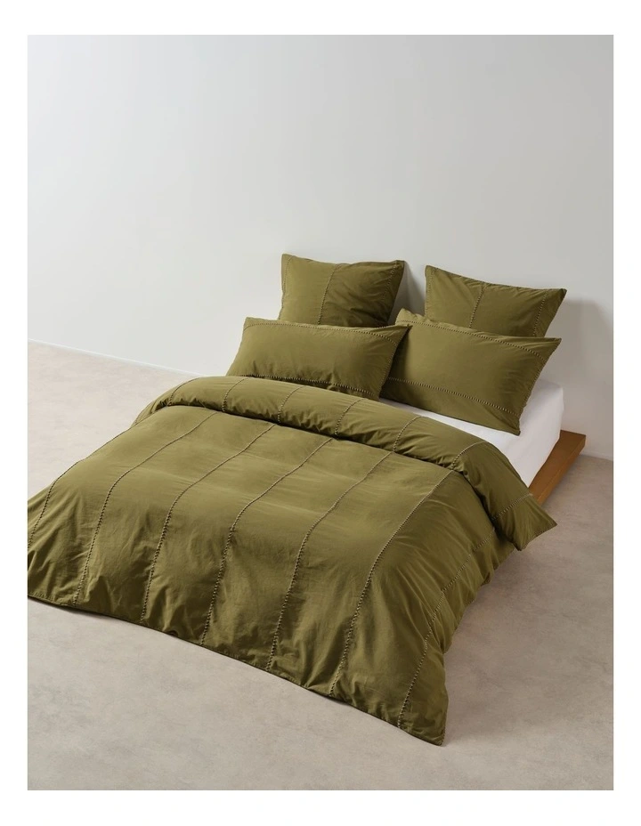 Jerome Washed Cotton Quilt Cover Set in Olive image 1