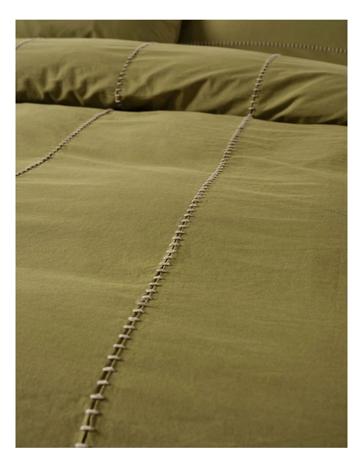 Jerome Washed Cotton Quilt Cover Set in Olive image 2