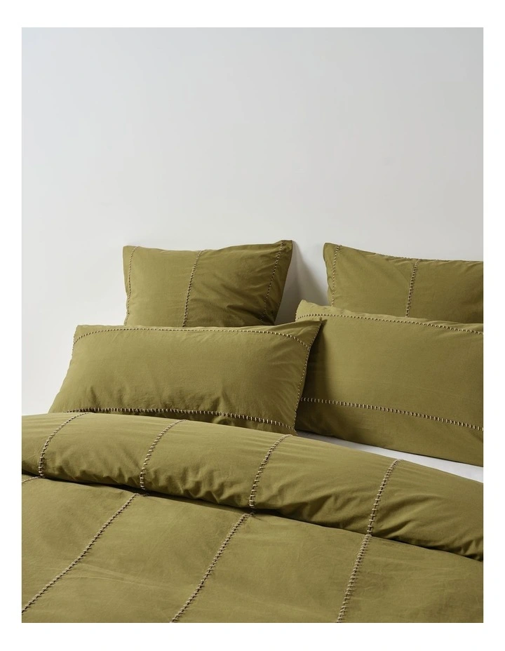 Jerome Washed Cotton Quilt Cover Set in Olive image 3