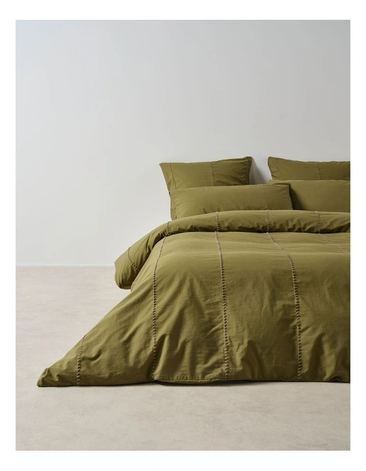 Jerome Washed Cotton Quilt Cover Set in Olive image 5