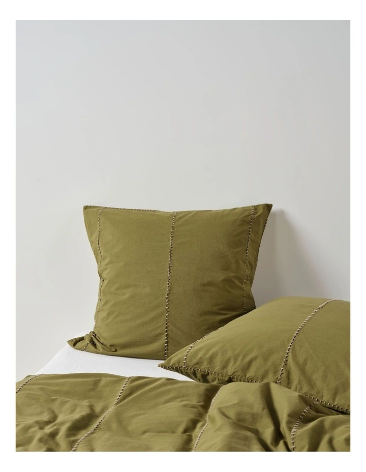 Jerome Washed Cotton Quilt Cover Set in Olive image 6