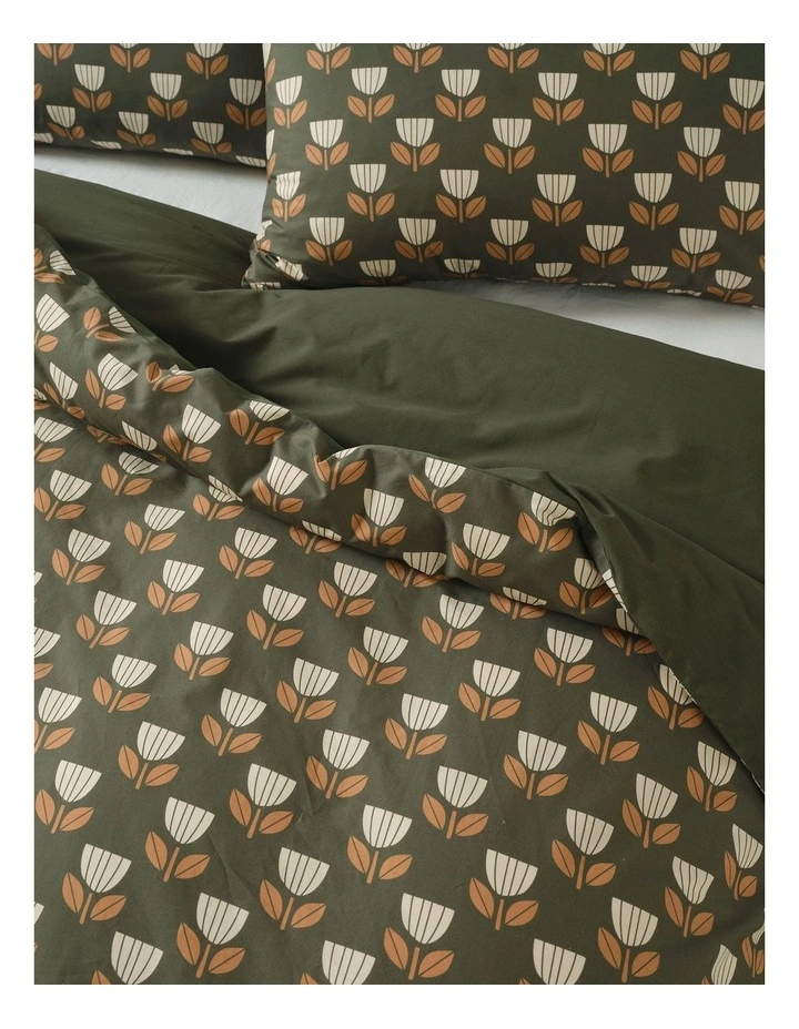Annika Washed Cotton Quilt Cover Set in Forest image 3