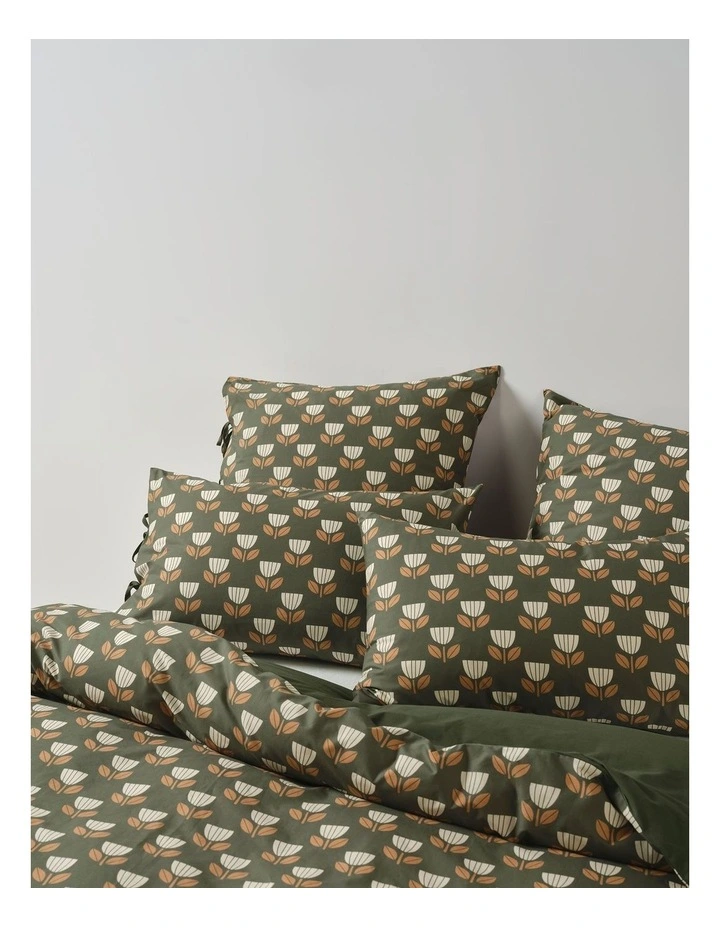 Annika Washed Cotton Quilt Cover Set in Forest image 4