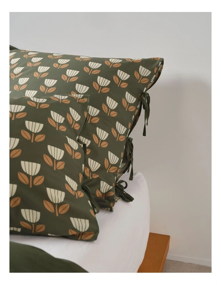 Annika Washed Cotton Quilt Cover Set in Forest image 5