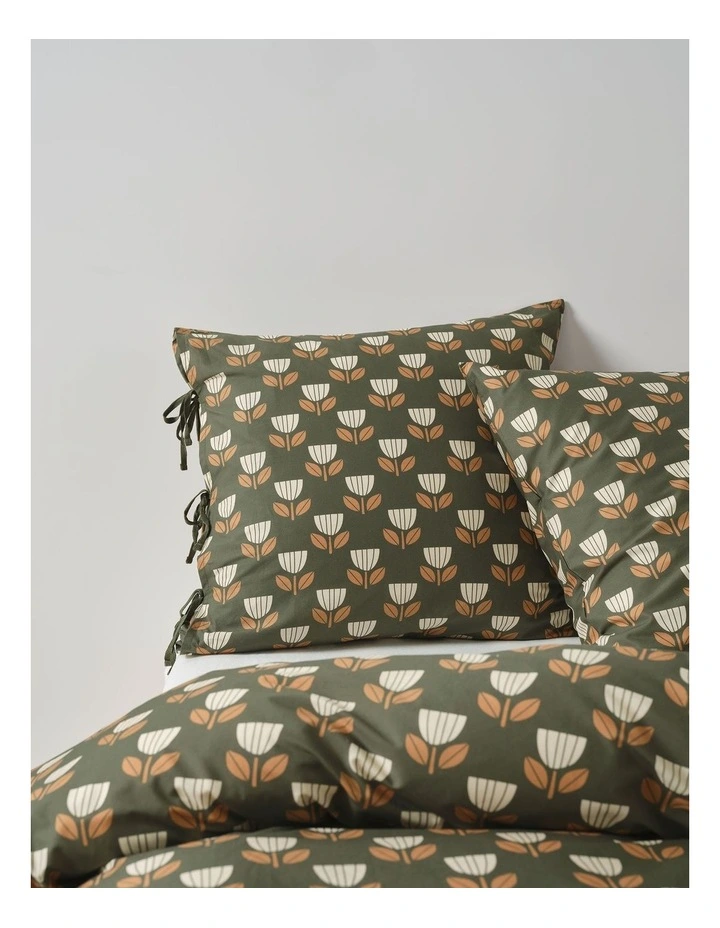 Annika Washed Cotton Quilt Cover Set in Forest image 7