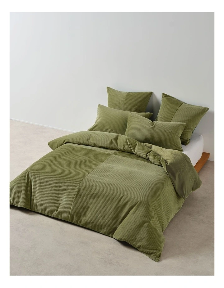 Tait Cotton Corduroy Quilt Cover Set in Basil image 1