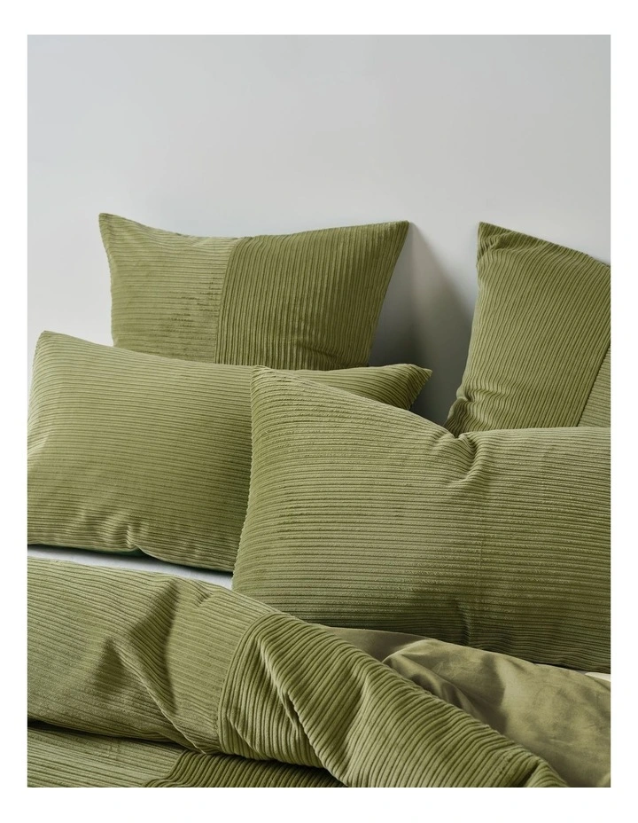 Tait Cotton Corduroy Quilt Cover Set in Basil image 4