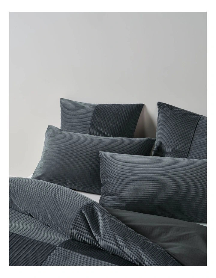 Tait Cotton Corduroy Quilt Cover Set in Bluestone image 4