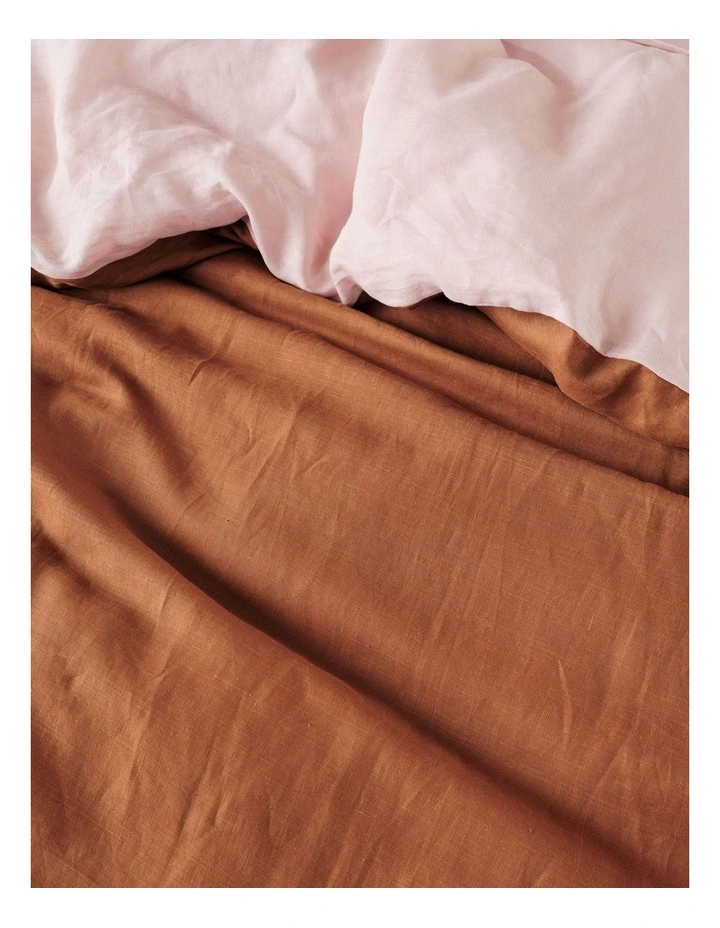Nimes Duet Washed Linen Quilt Cover Set in Rose/Cinnamon image 4