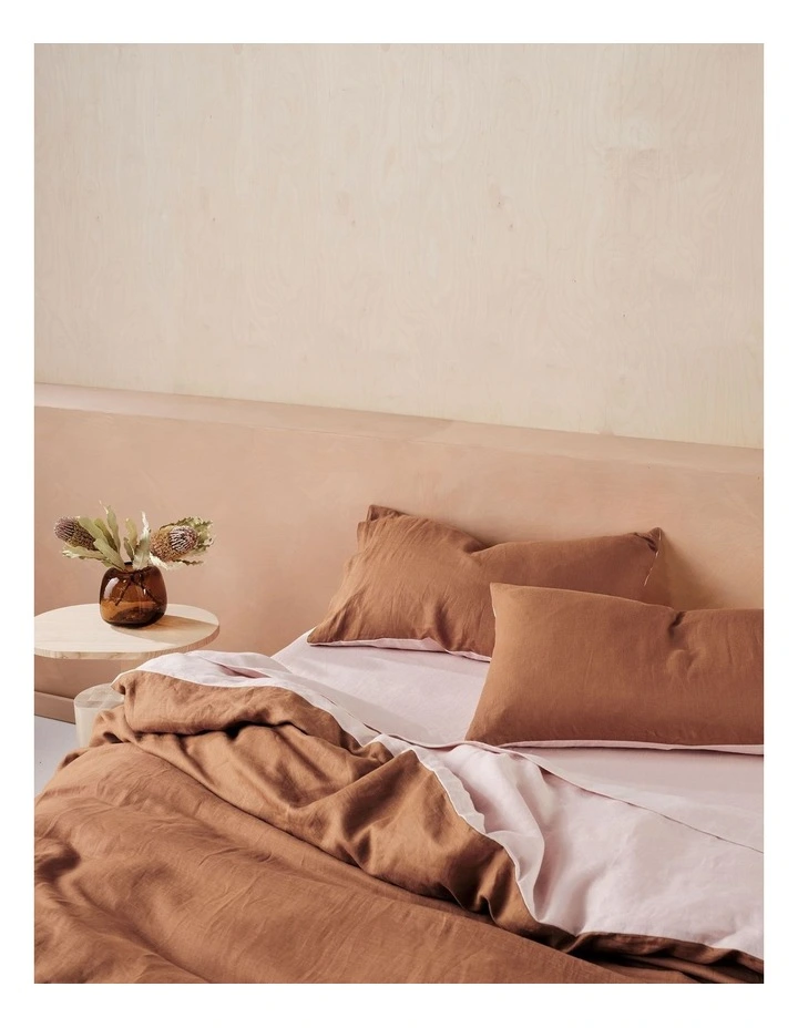 Nimes Duet Washed Linen Quilt Cover Set in Rose/Cinnamon image 6