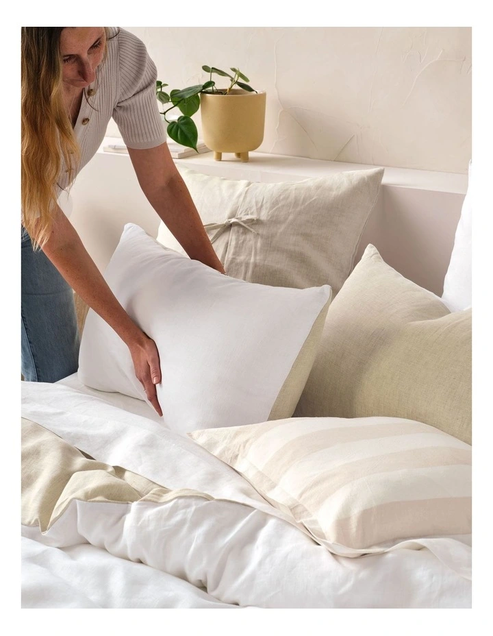 Nimes Duet Washed European Linen Quilt Cover Set in White/Natural image 5