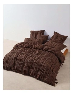 Layla Quilt Cover Set In Chocolate