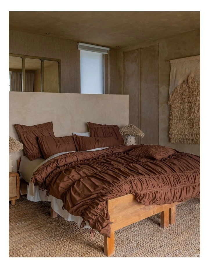 Layla Quilt Cover Set In Chocolate image 6