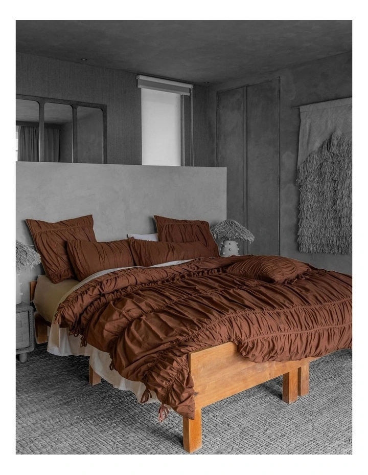 Layla Quilt Cover Set In Chocolate image 6