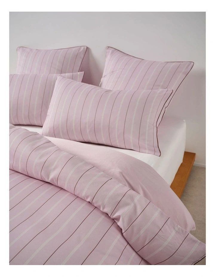 Monday Stripe Cotton Sateen Quilt Cover Set In Lilac image 2