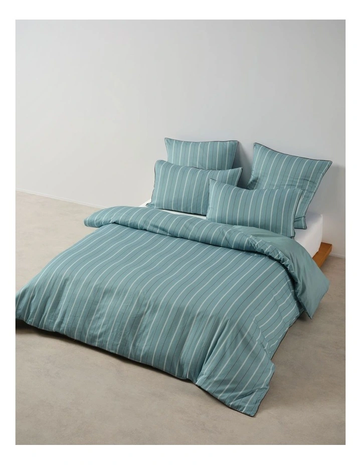 Monday Stripe Cotton Sateen Quilt Cover Set In Reef image 1