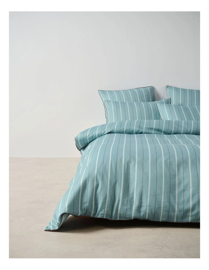 Monday Stripe Cotton Sateen Quilt Cover Set In Reef image 3