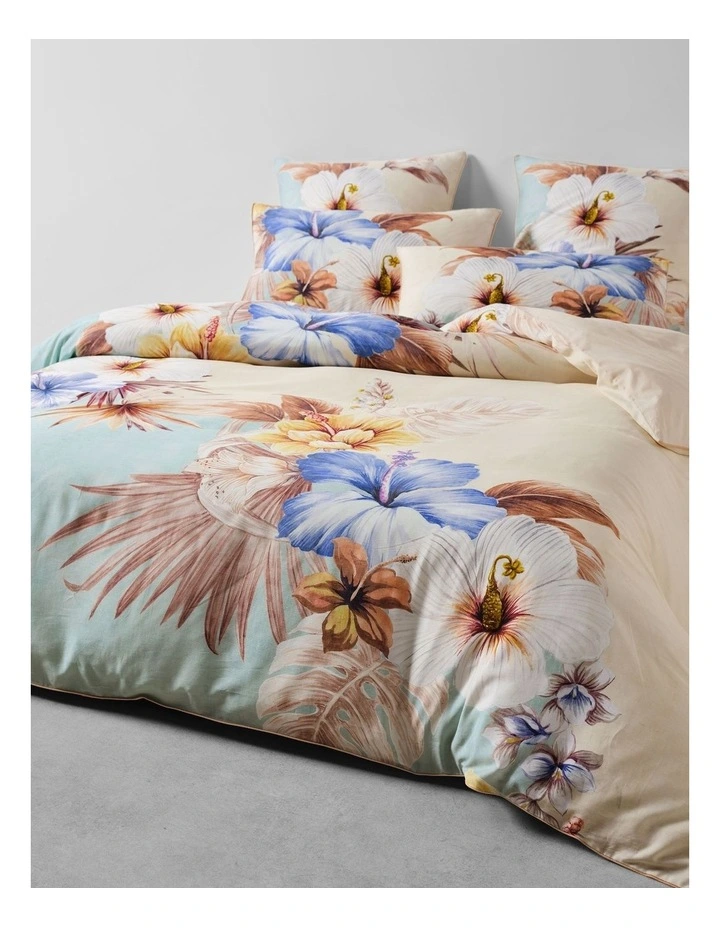 Gabriella Cotton Sateen Quilt Cover Set In Seafoam image 4