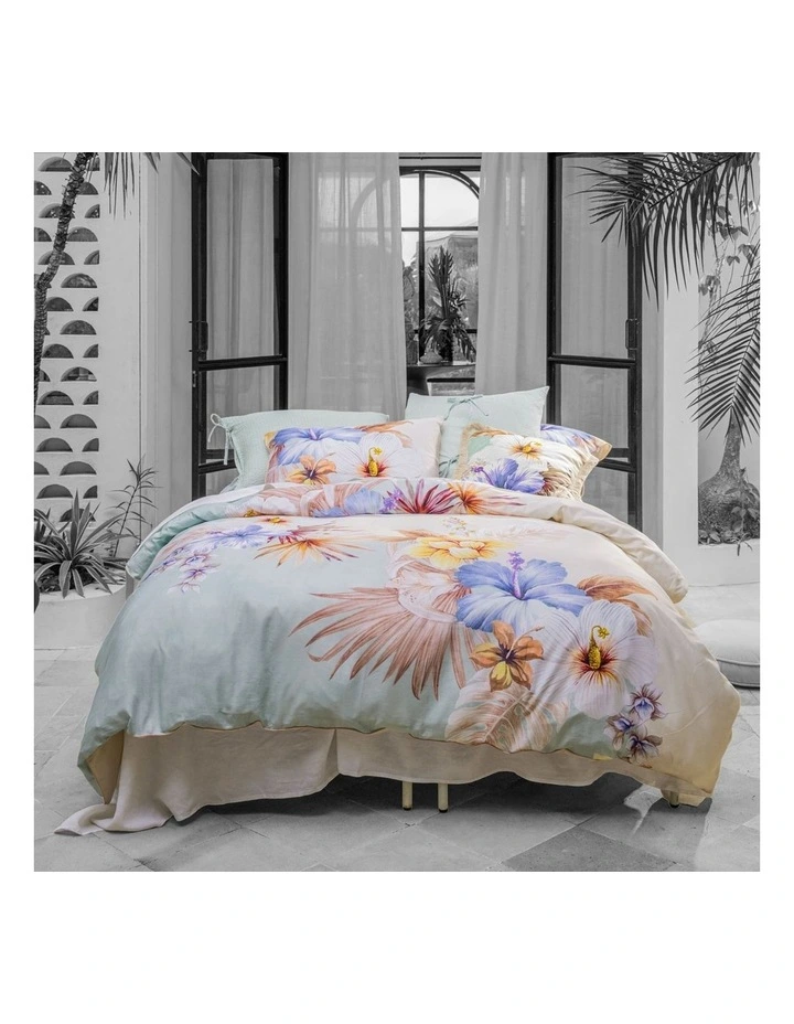 Gabriella Cotton Sateen Quilt Cover Set In Seafoam image 7