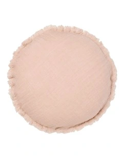 Maya Cotton Linen Round Cushion 45cm In Ballet Pink