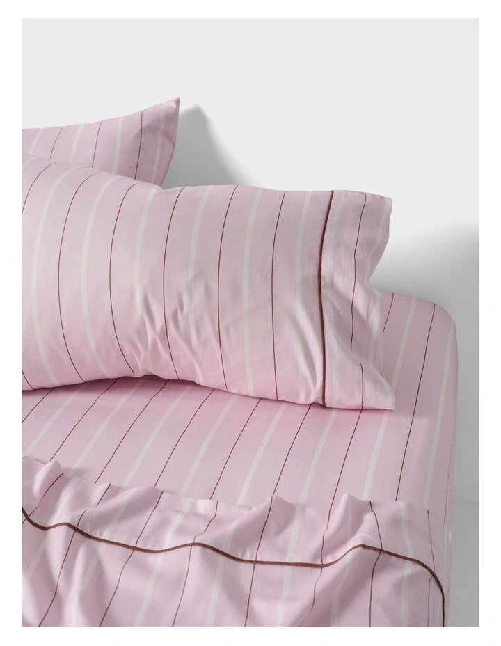 Monday Stripe Cotton Sateen Sheet Set In Lilac image 3