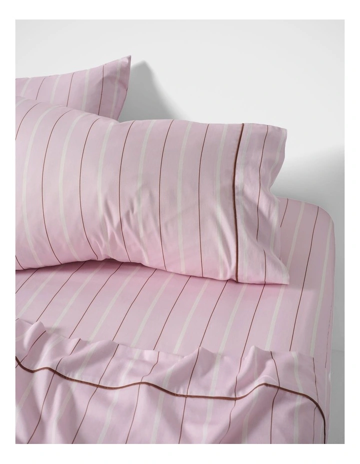 Monday Stripe Cotton Sateen Sheet Set In Lilac image 3