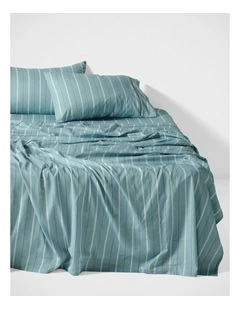 Monday Stripe Cotton Sateen Sheet Set In Reef