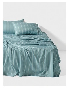 Monday Stripe Cotton Sateen Sheet Set In Reef