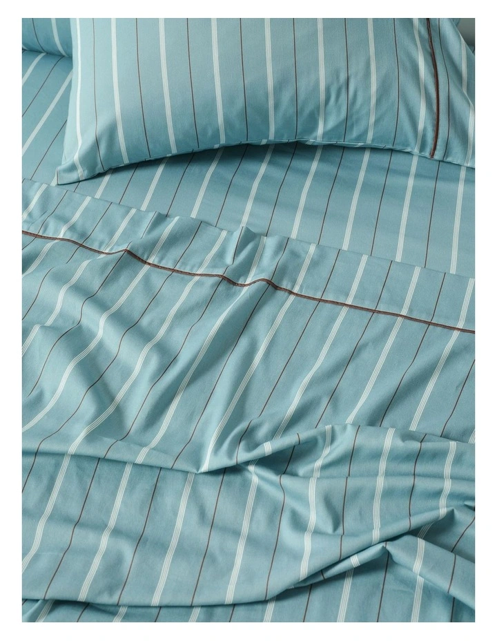 Monday Stripe Cotton Sateen Sheet Set In Reef image 2