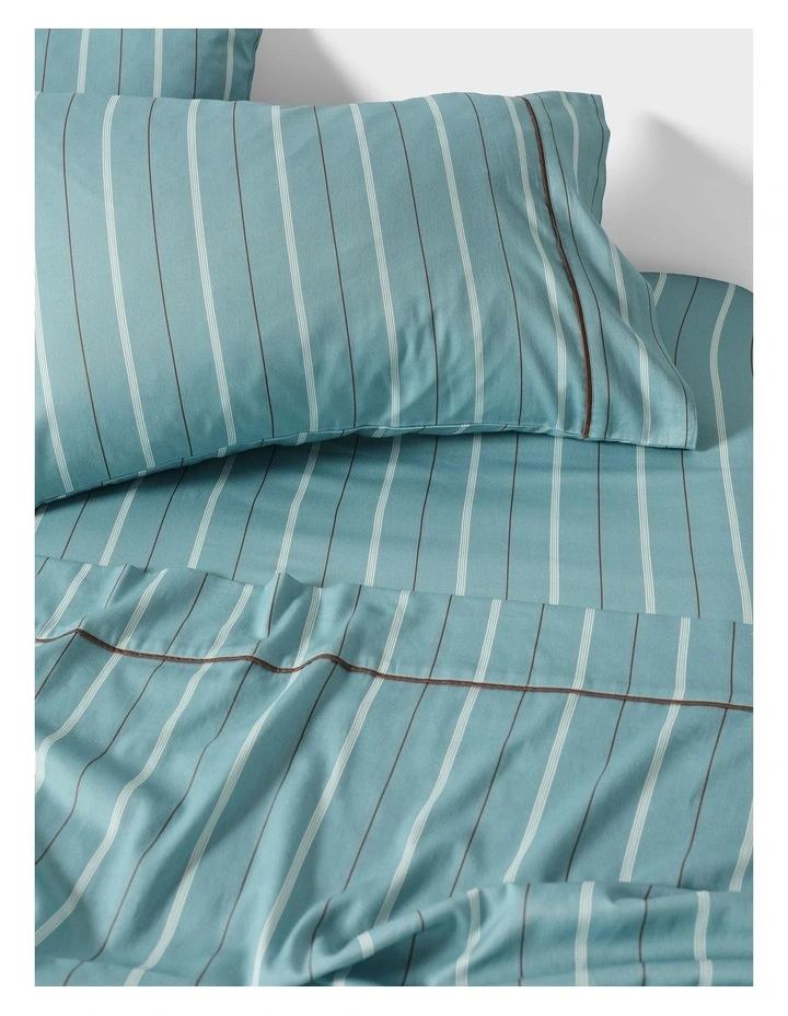 Monday Stripe Cotton Sateen Sheet Set In Reef image 3