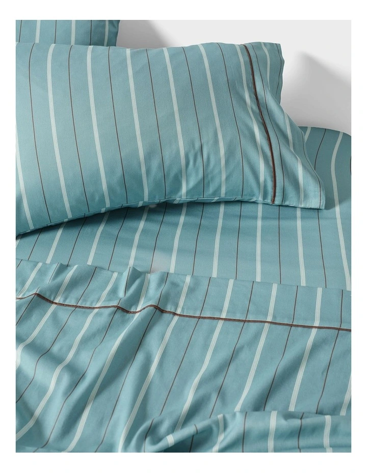 Monday Stripe Cotton Sateen Sheet Set In Reef image 3