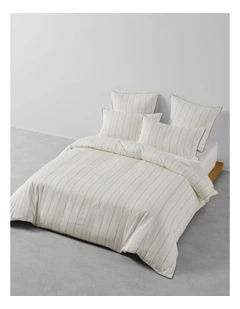 Monday Stripe Cotton Sateen Quilt Cover Set In White