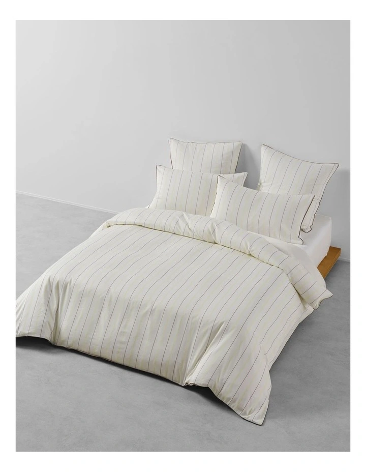 Monday Stripe Cotton Sateen Quilt Cover Set In White image 1