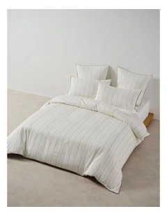 Monday Stripe Cotton Sateen Quilt Cover Set In White
