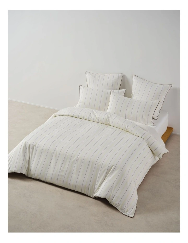 Monday Stripe Cotton Sateen Quilt Cover Set In White image 1