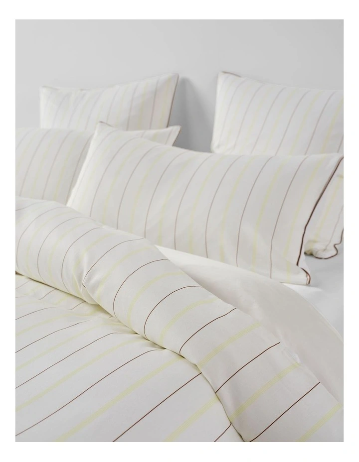 Monday Stripe Cotton Sateen Quilt Cover Set In White image 2