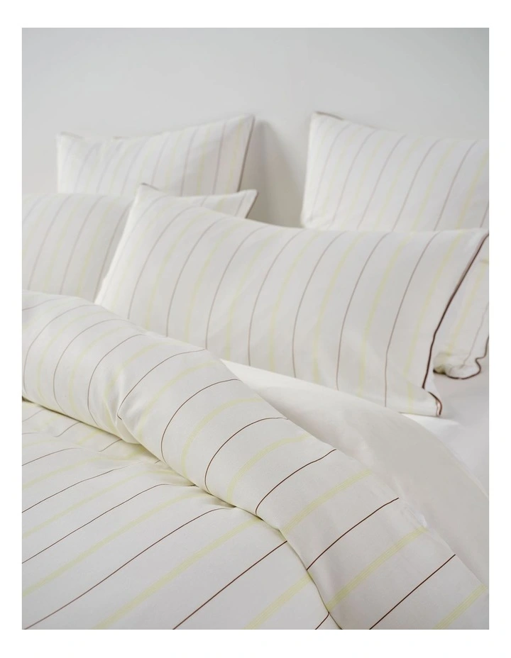 Monday Stripe Cotton Sateen Quilt Cover Set In White image 2